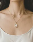 18K Gold-Filled Oval Mop with CZ and Pearls Necklace