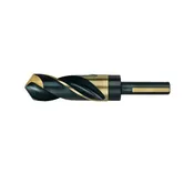 11/16″ Silver & Deming Drill Bit – 1/2″ Reduced Shank, Heavy Duty High-Speed Steel, 118° Split Point, Black & Gold Finish