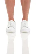 100% Genuine Leather White Lace-Up Sneakers