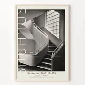 Bauhaus Stairs Canvas Print | Retro School Poster For Living Room Decor