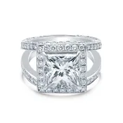 3.32 Carat H VS2 Princess Cut Diamond Engagement Ring