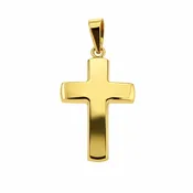 18 Karat Solid Yellow Gold Hollow Polished Convex Cross
