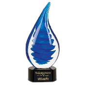 10 1/4" Blue Twist Raindrop Art Glass