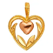 14k Yellow &amp; Rose Gold Dainty Heart Pendant
