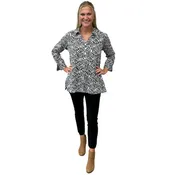 The Mason Button Back Top in Black and White Cotton Jacquard