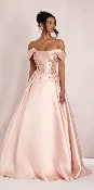 Beaded Mikado Off the Shoulder Ballgown with Pockets and Princess Pleats