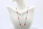 22K Gold Black Diamond Italian Coral and Emerald Necklace