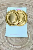 AB Gold Large Oval Disc Post Earrings