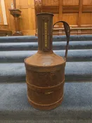 Lot 111 - Antique Gasoline Pump Field Test Measure Can with Built-In Thermometer, Patented May 10, 1921, 21-1/2" H