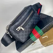 Gucci | Soft GG Supreme  Web Strap Black Red Belt Bag — Your Site Title