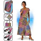 Beach Chic Long Tropical Skirt with Matching Shirt