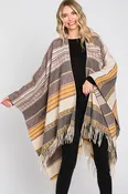 AZTEC PATTERN FRINGE RUANA
