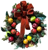 24" Bostonian Decorated Wreath with Battery Powered Lights