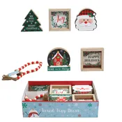 2-TIER CHRISTMAS TRAY DECOR  6AST STYLES MDF IN 24PC PDQ