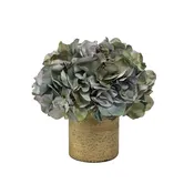 [RESM-AHDAQ] Gold Glass Vase Medium - Hydrangea Aqua Artificial