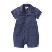 Check Gauze Baby Boy Romper: 0-3M (Fowler)