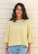 3/4 Sleeve Crew Neck Sweater - Yellow