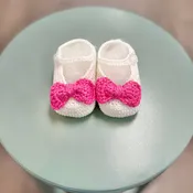 Baby Bootie with Pink Bow
