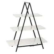 3 Tier Black Stand with Marble Shelves