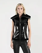 AMBER Gilet — Patent Shearling Leather Gilet