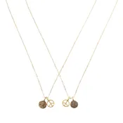 Friendship Necklace with 2 Petite Penny and Peace Sign Necklaces in Yellow Bronze