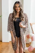 All Natural Leopard Print Kimono- Taupe