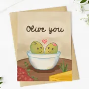 Olive You Pun Greeting Card