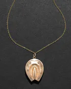 Antique 1800s 10k Rose Gold Horseshoe Locket Necklace