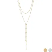 18K Gold PVD Stainless Steel Satellite Layered Lariat Necklace