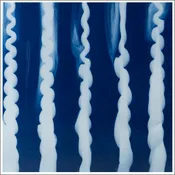 Bullseye Glascadia Indigo Blue &amp;amp; Warm White Opal Stripes 90 C.O.E. Glass
