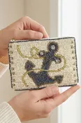 Anchor Beaded Coin Pouch