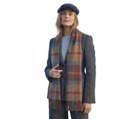 100% Irish Wool Scarf -  Rust Brown Red Tartan Plaid, 12" x 71", Made in Ireland