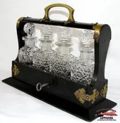 1860-70's Cut Crystal 4 Bottle Tantalus Perfume Set