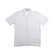 8X Monogram Short Sleeve Button Up Knit Polo Shirt - White