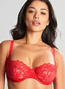 Allure Demi Balcony Bra in Ruby Red