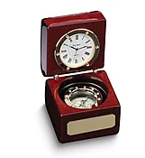 Rosewood Box with Compass & Clock