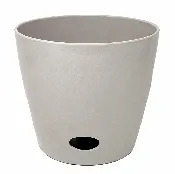 10″ Cream Round Self-Watering Bamboo Pot