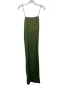 0711 Tbilisi Size M Olive Green & Gold Cupro & Viscose Chain Strap Back Zip Gown