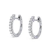 18K White Gold Diamond Small Oval Hoop Earrings — Zoland