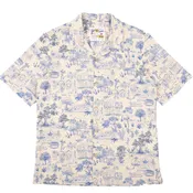 Aloha Shirt - Linen Cats - Blue