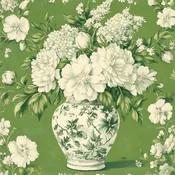 10" x 10" Green Chinoiserie Vase Sign TTE-233