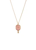 Pink and Gold Pickleball Pendant Necklace – Elegant Pickleball Paddle Jewelry for Women
