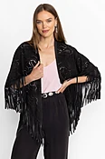 LASER CUT ITALIAN SUEDE PONCHO