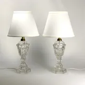 Pair Sandwich Glass Lamps — Charles Haver Antiques