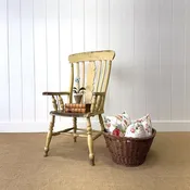A Victorian Slat Back English Windsor Farmhouse Armchair