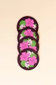 4 Pack Coasters - Plum Retro Bloom
