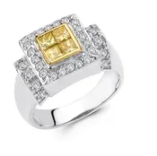 Yellow Diamond 14KT Two Tone Gold Ring