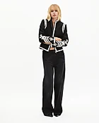 Blouson brodé en coton noir