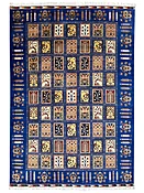 6'9″ x 10' Hand-Knotted Afghani Bakhtiari Wool Rug – Persian Garden Design – Blue & Cream