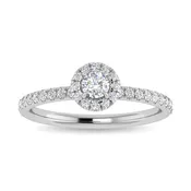 0.75 CT Round Cut Diamond Engagement Ring in 14K White Gold